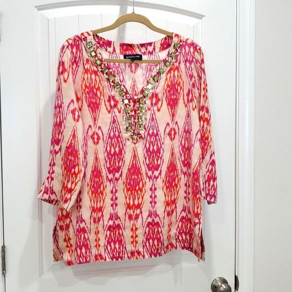Jones New York Womans 100% Linen Tunic, Large - Picture 1 of 6